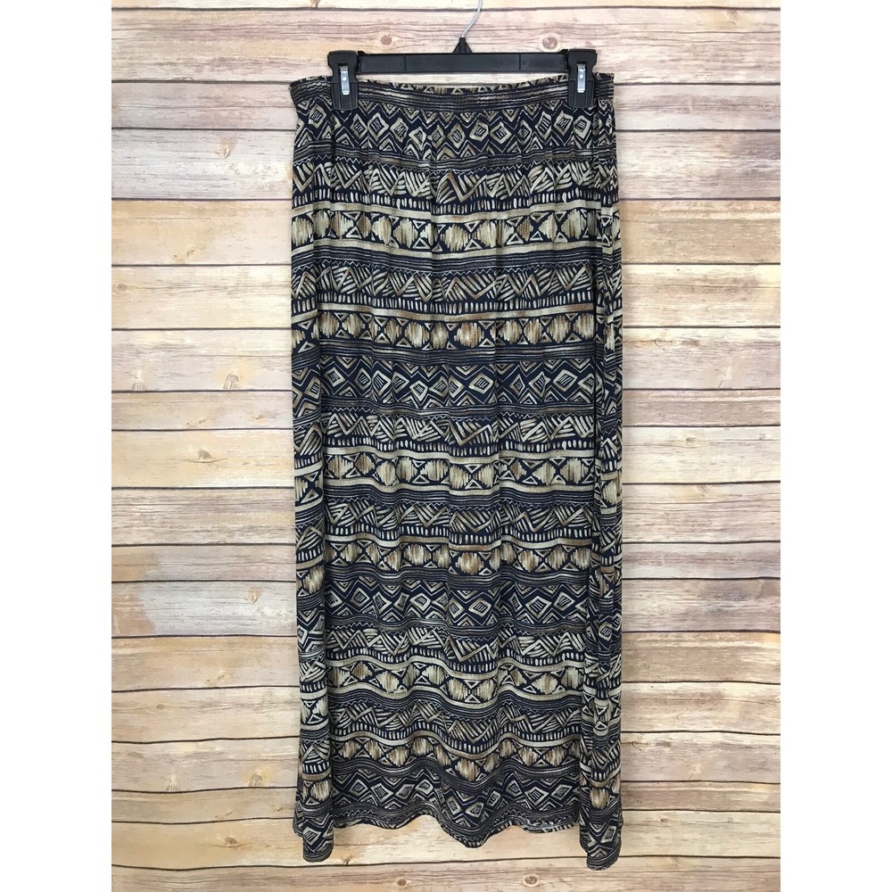 Marsh Landing Skirt Womens Medium Pull On Elastic‎ Waist Maxi Flowy Tribal Print